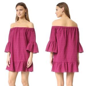 Likely Stockton Off the Shoulder Eyelet Mini Dress || SZ 2 || Raspberry (SGA)